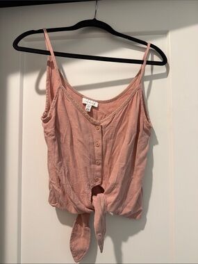 Topshop Pink Button-Front Tie Tank